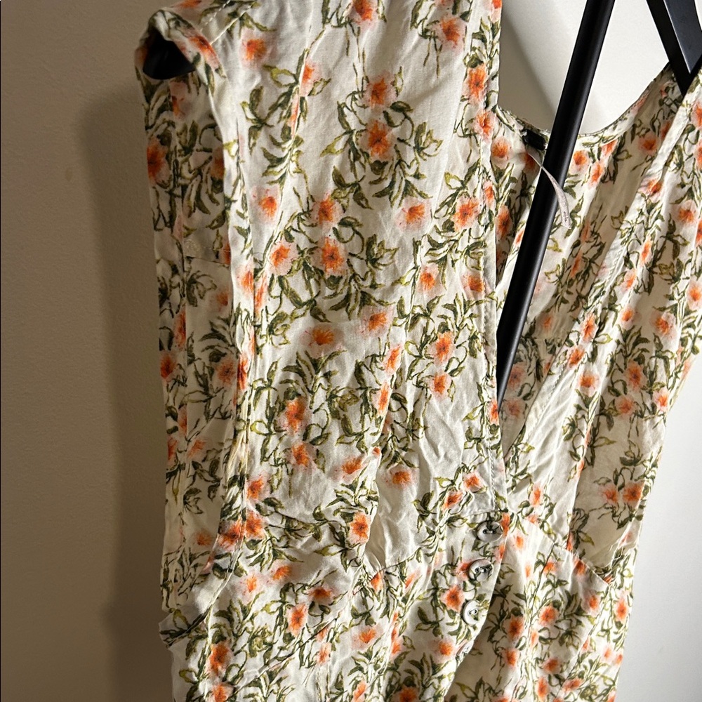 Free People Floral Blouse with Orange and Green Hues - Picture 5 of 8